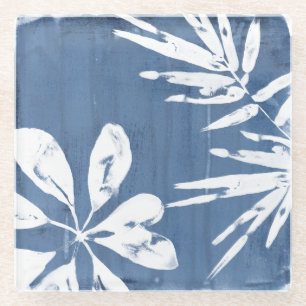 Tropical Indigo Impressions - Tropical Greenery Glass Coaster