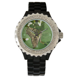 Tropical Iridescent Green Butterfly Glitter Watch
