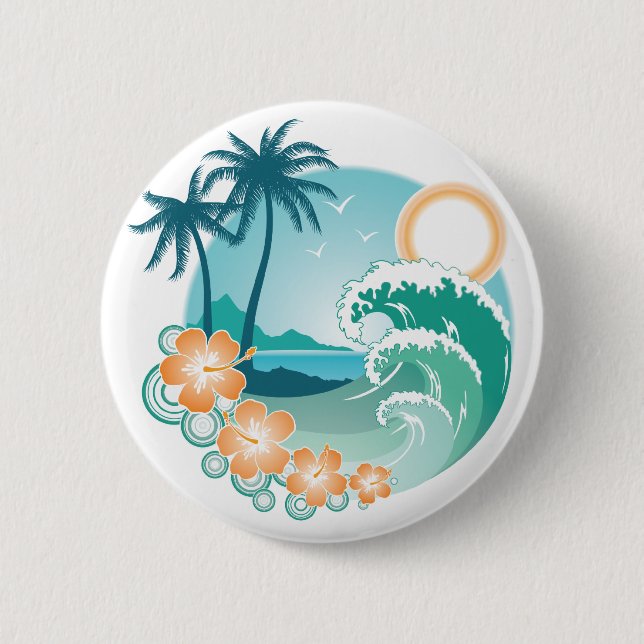 Tropical Island 6 Cm Round Badge (Front)