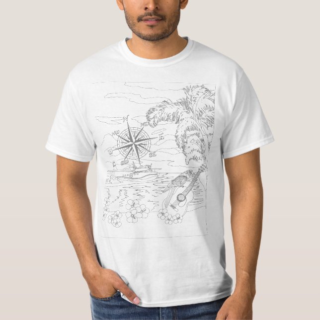 Tropical Island Adult Colouring Shirt (Front)
