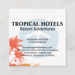 Tropical Island Aeroplane Icon Square Business Card