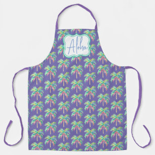 Tropical Island Aloha Purple All-Over Print Apron