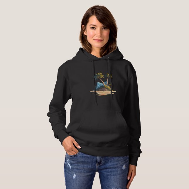 Tropical Island and Palm Tree   Hoodie (Front Full)