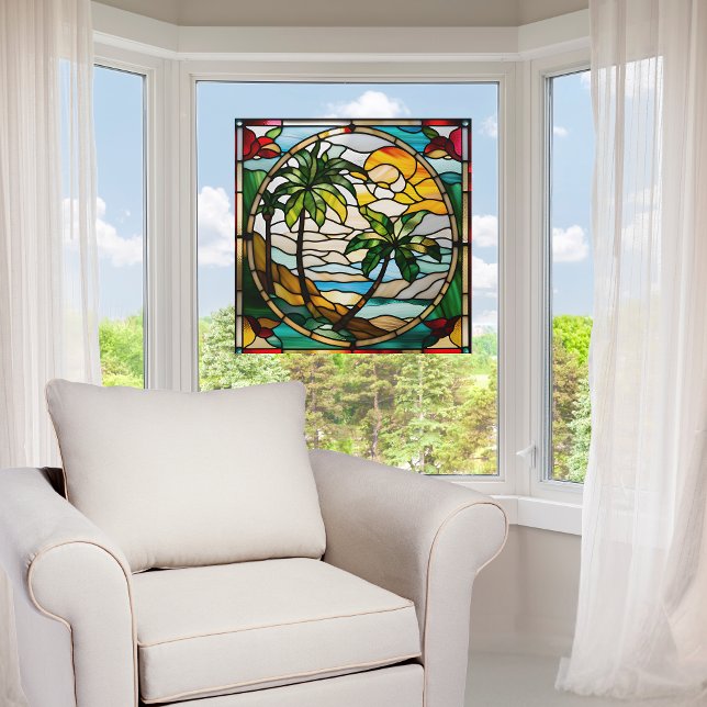 Tropical Island at Sunset Faux Stained Glass (Creator Uploaded)