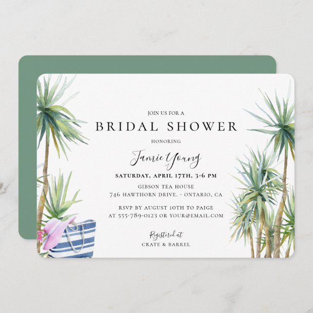 Tropical Island Beach Bridal Shower Invitation (Front/Back)