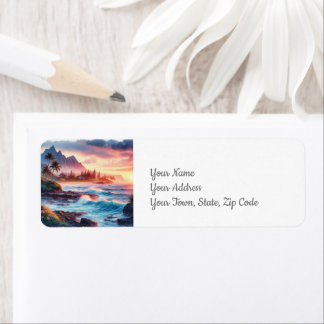 Tropical Island Beach Coastal Return Address Label