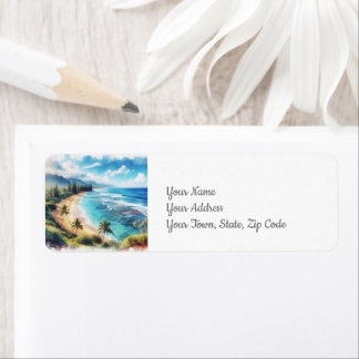 Tropical Island Beach Coastal Return Address Label
