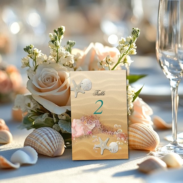 Tropical Island Beach, Destination Wedding, Custom Table Number (Creator Uploaded)