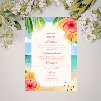 Tropical Island Beach Floral Wedding Enclosure Card