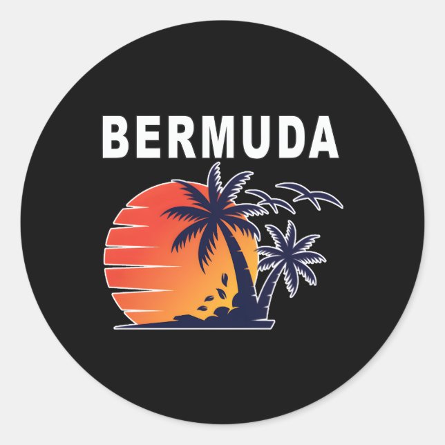 Tropical Island Beach In Bermuda Classic Round Sticker (Front)