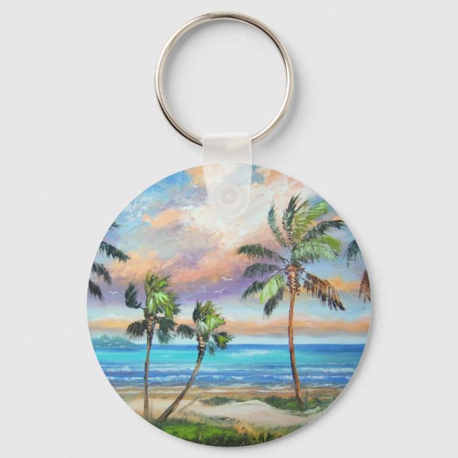 Tropical Island Beach Key Ring (Front)