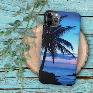 Tropical Island Beach Ocean Pink Blue Sunset Photo iPhone 15 Case