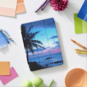 Tropical Island Beach Ocean Pink Blue Sunset Photo iPad Air Cover