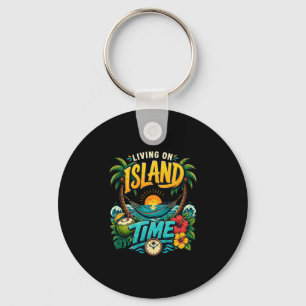 Tropical island beach palm paradise summer vibes key ring
