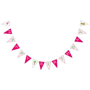 Tropical Island Beach Palm Tree Flamingo Birthday Bunting