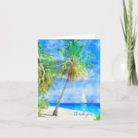 Tropical Island Beach Palm Tree Sailboat Thank You