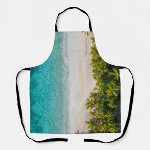 Tropical Island Beach Palm Trees Aqua Blue Ocean  Apron