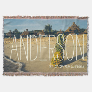 Tropical Island Beach Pineapple Personalised Throw Blanket