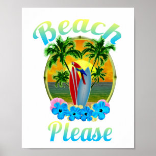 Tropical Island Beach Please Colourful Poster