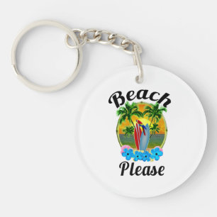 Tropical Island Beach Please Light Key Ring