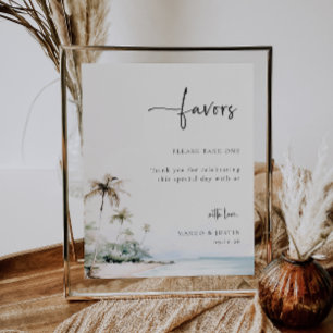 Tropical Island Beach Wedding Favour Sign
