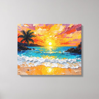Tropical Island Beach Wrapped Canvas | Coastal Oce