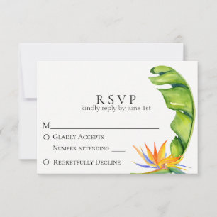 Tropical Island Botanical Wedding RSVP Card