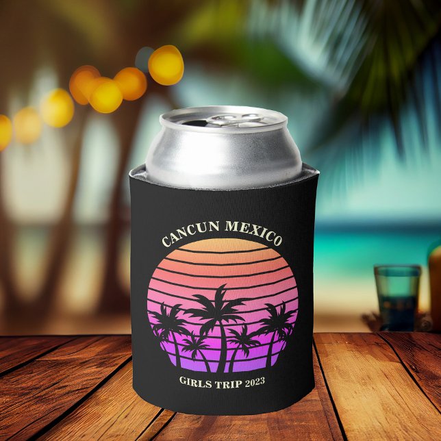 Tropical Island Custom Beach Palm Tree Girls Trip Can Cooler (Creator Uploaded)