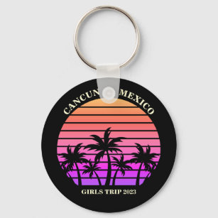 Tropical Island Custom Beach Palm Tree Girls Trip Key Ring