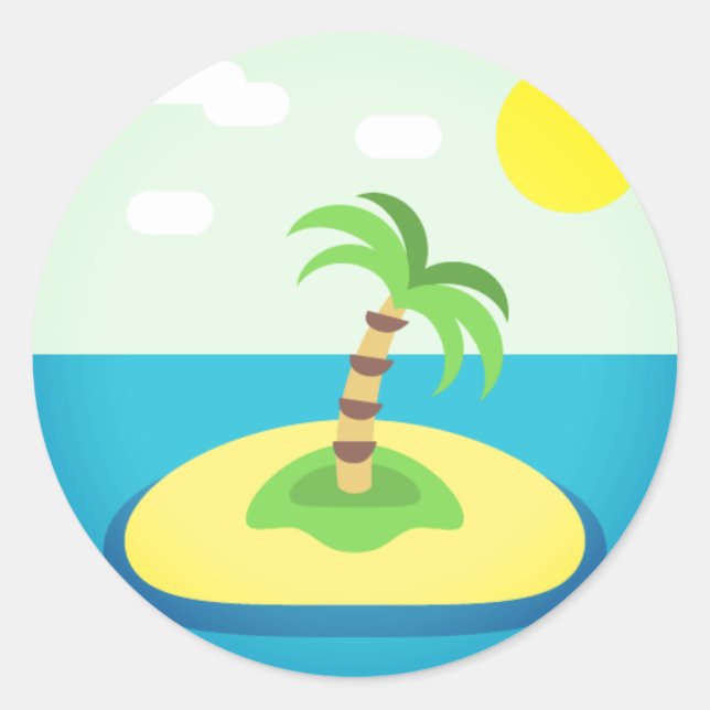 Tropical Island Emoji Classic Round Sticker (Front)
