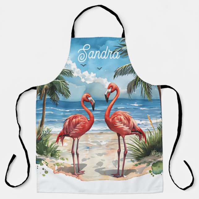 Tropical Island Flamingo Apron (Front)