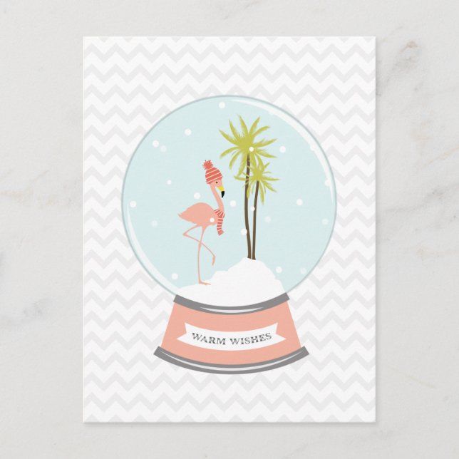 Tropical Island Flamingo Christmas - Pink Holiday Postcard (Front)