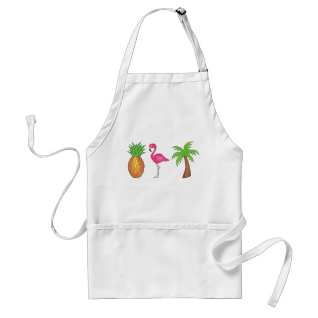 Tropical Island Flamingo Palm Tree Pineapple Beach Standard Apron (Front)