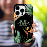 Tropical Island Floral Monogram Script Gold Black iPhone 16 Pro Case<br><div class="desc">Stunning, sophisticated, colourful, tropical watercolor birds of paradise flowers, faux gold glitter, and personalised calligraphy script with a bold monogram initial, overlay a dramatic black background on this chic, elegant, modern cell phone case. Personalise with your name and monogram. Makes a fun and stylish statement every time you use it....</div>