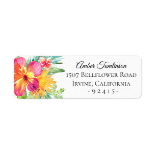 Tropical Island Floral Return Address Label