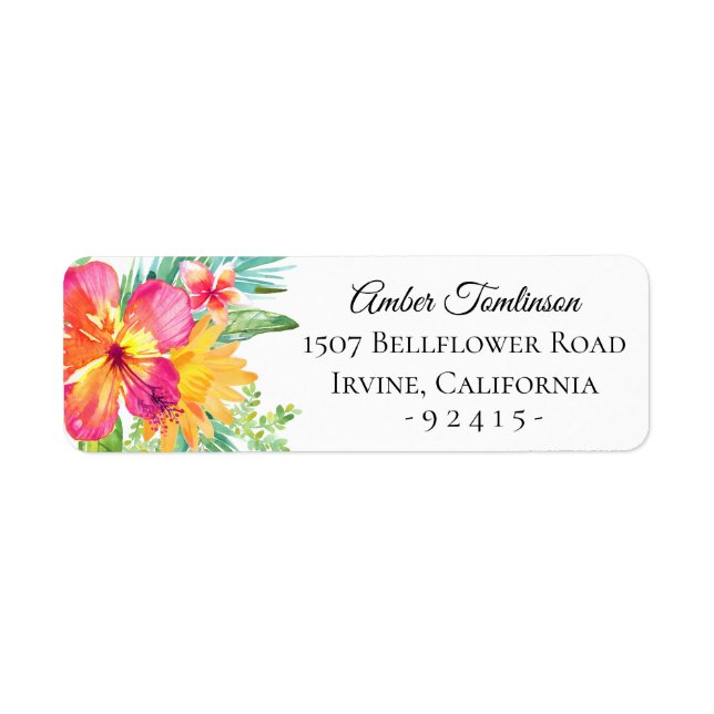 Tropical Island Floral Return Address Return Address Label (Front)