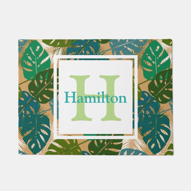 Tropical Island Foliage Personalised Doormat (Front)