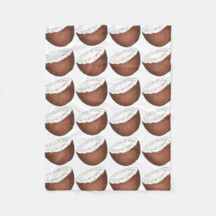 Tropical Island Fruity Beach Coconut Print Fleece Blanket