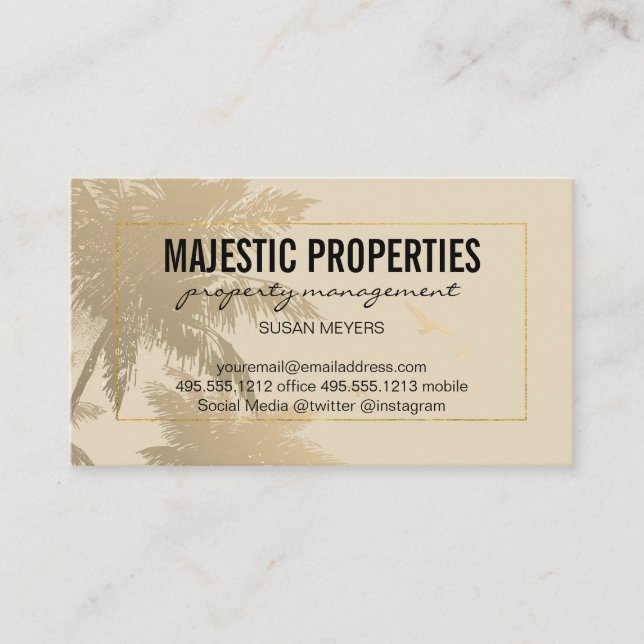 Tropical Island / Golden Lux Frame Business Card (Front)
