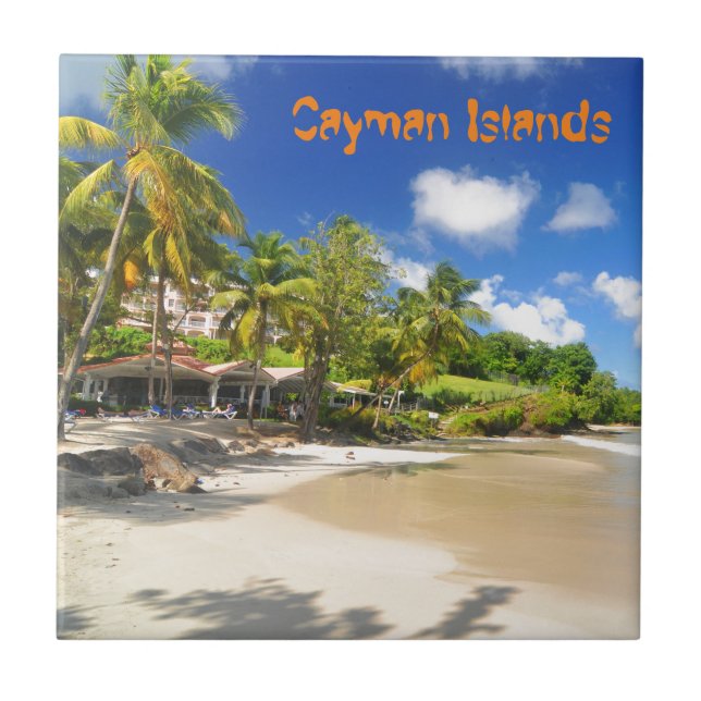 Tropical island in Cayman Islands Ceramic Tile (Front)