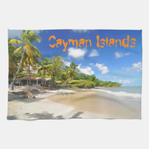 Tropical island in Cayman Islands Tea Towel