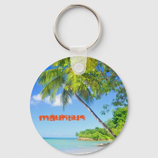 Tropical island in Mauritius Key Ring (Front)