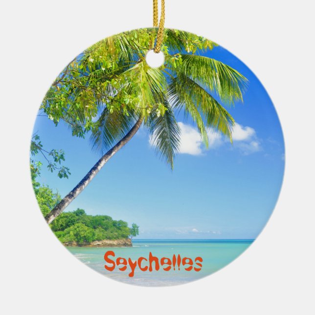 Tropical island in Seychelles Ceramic Ornament (Front)