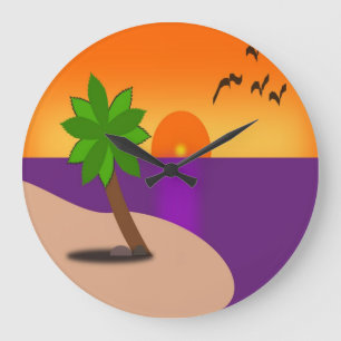 TROPICAL ISLAND LARGE CLOCK