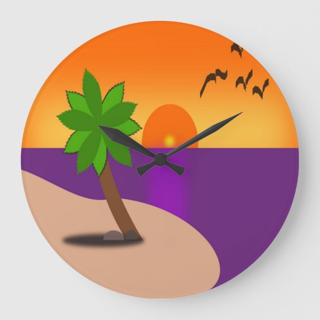 TROPICAL ISLAND LARGE CLOCK (Front)
