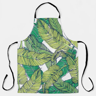 tropical island leaf illustration/vintage apron