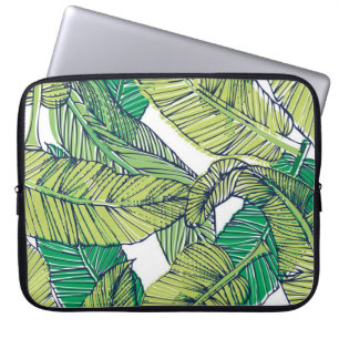 tropical island leaf illustration/vintage laptop sleeve