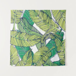 tropical island leaf illustration/vintage tapestry