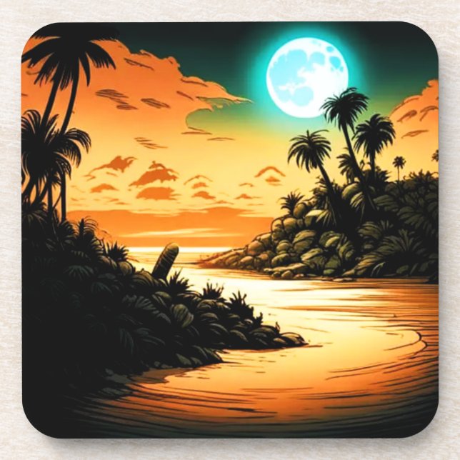 Tropical Island Moonlight Coaster (Front)