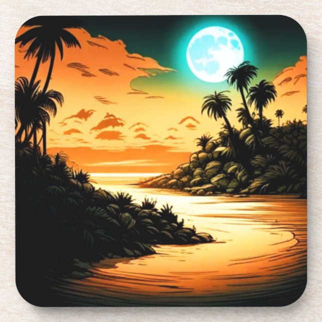 Tropical Island Moonlight Coaster (Front)